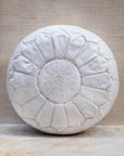 White Moroccan leather pouf – front view