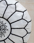 White with black stitching pouf – concealed zip at base for easy filling