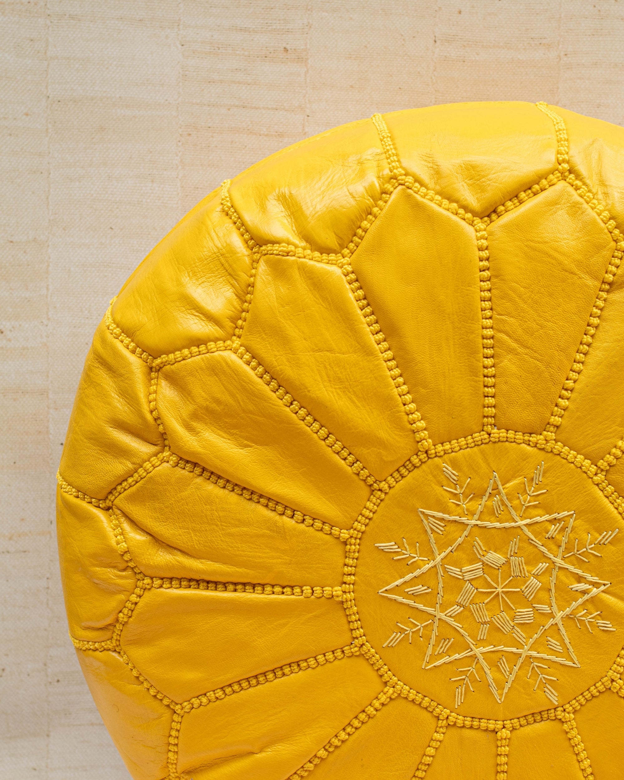Yellow pouf – concealed zip at base for easy filling