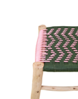 Moroccan wooden bench with braiding cord