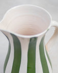 Handmade Striped Ceramic Jug - Green