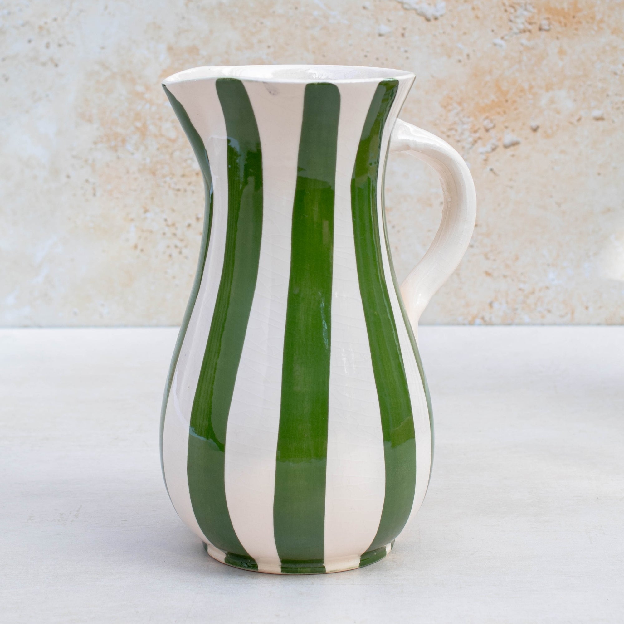 Handmade Striped Ceramic Jug - Red