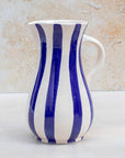 Handmade Striped Ceramic Jug - Blue
