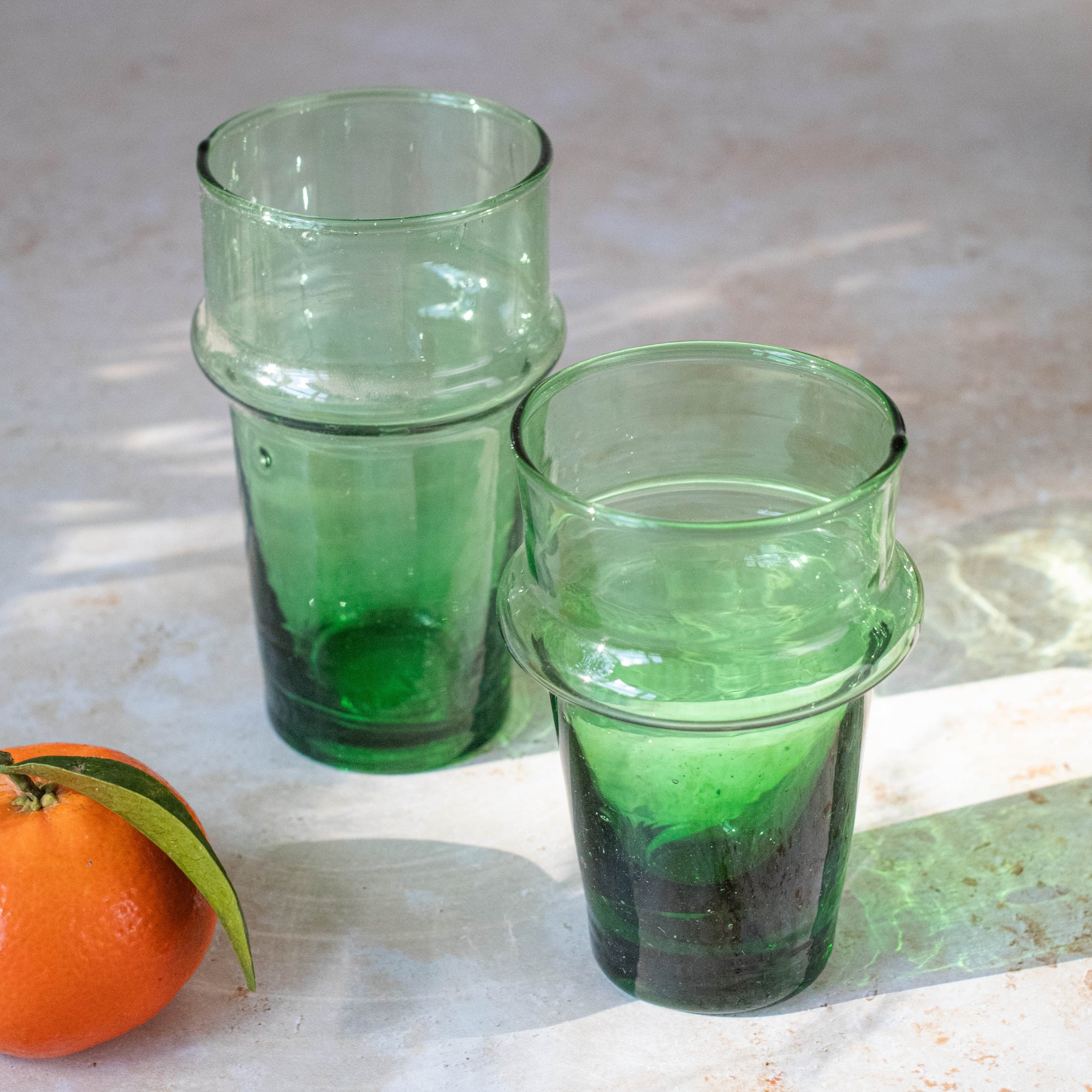  Green Beldi Tea Glasses Set of 6 | Handmade Moroccan Glass