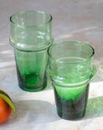  Green Beldi Tea Glasses Set of 6 | Handmade Moroccan Glass