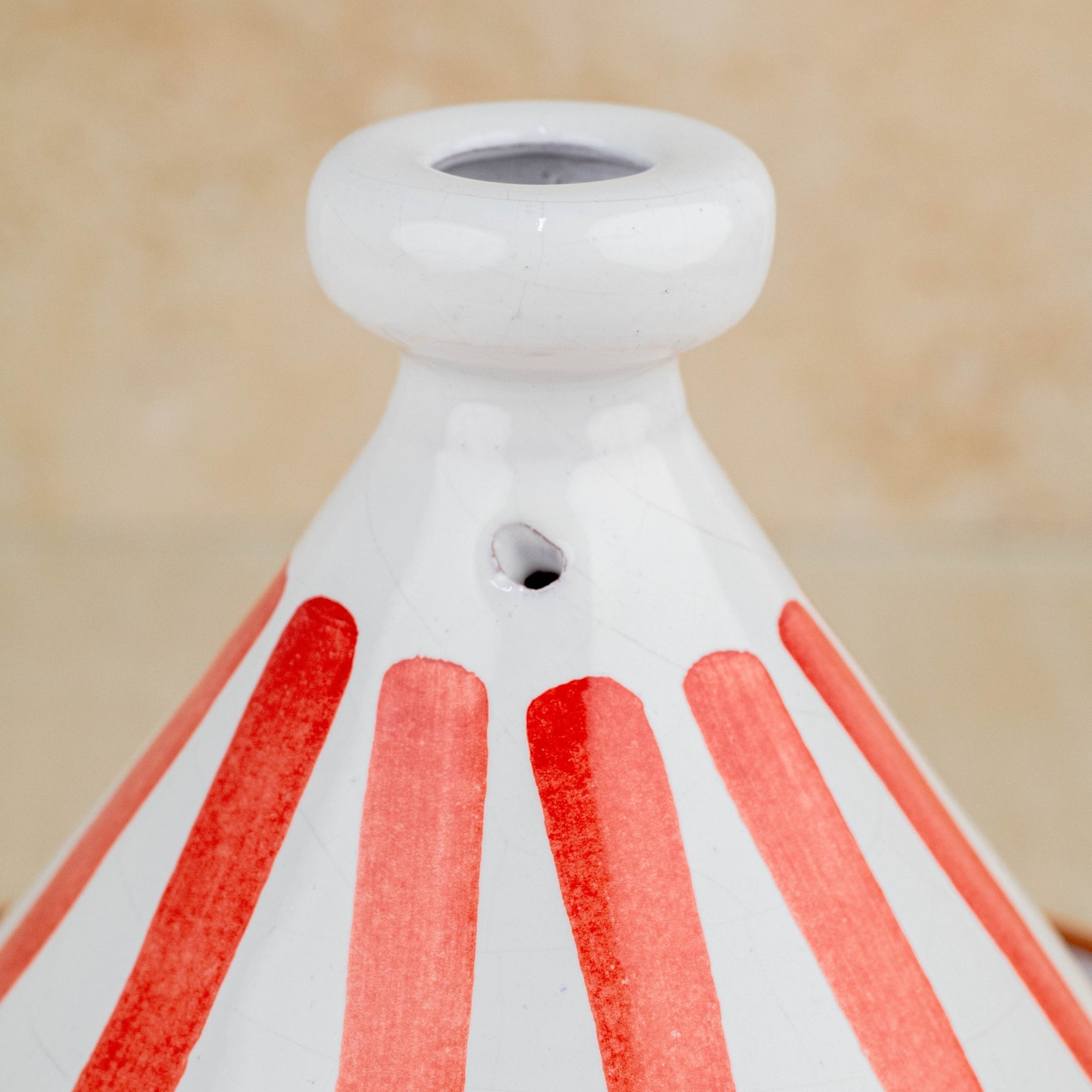 Handmade Moroccan Cooking Tagine - Red Stripes