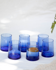 Set of 6 Recycled Moroccan Tumbler Highball Beldi Glass Blue