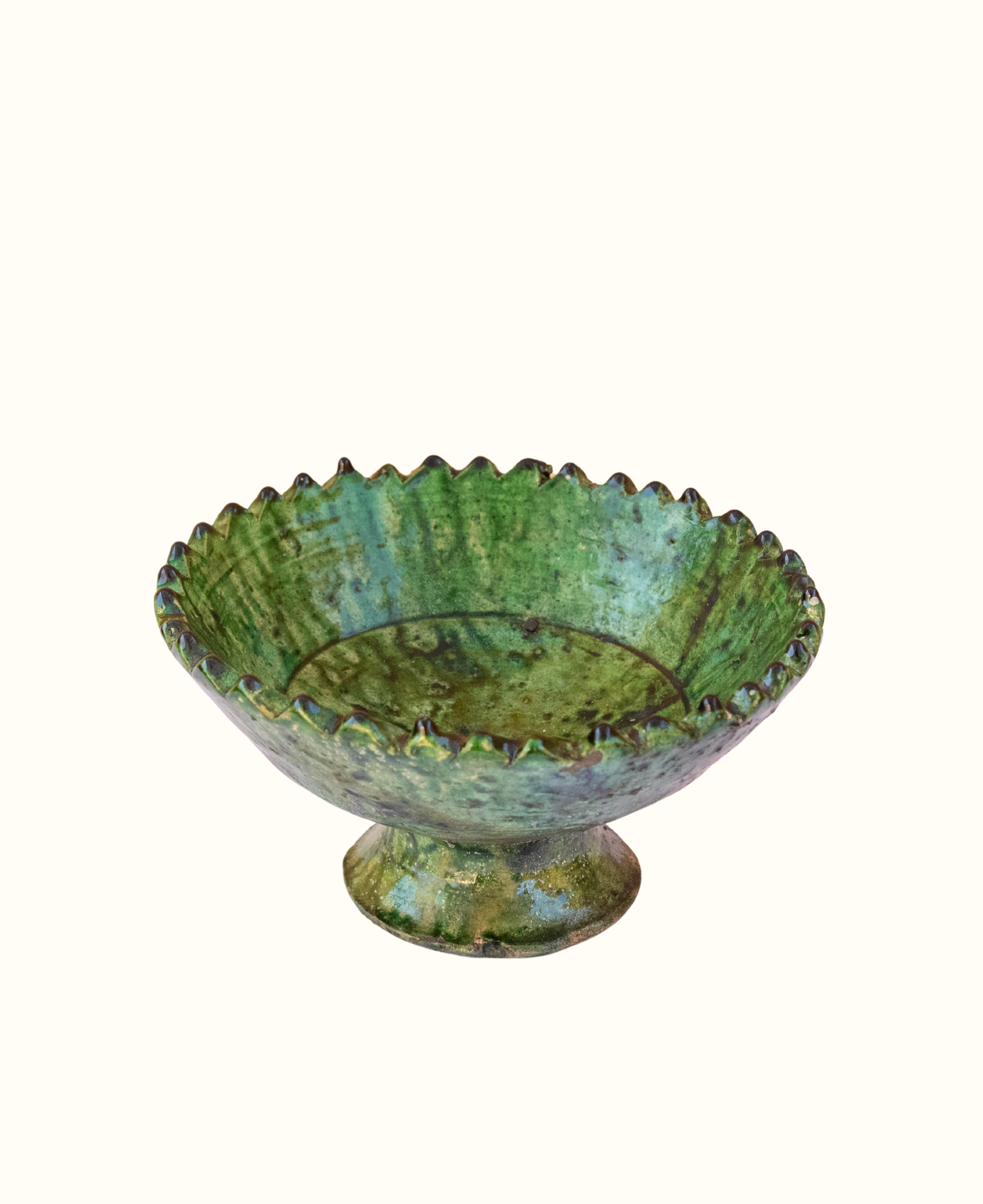 Tamegroute Green Glazed Pedestal Bowl - 4 Sizes 