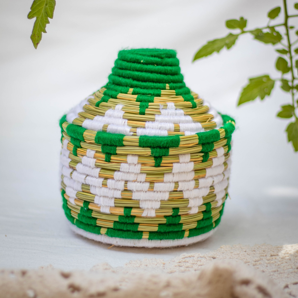 Hand-Woven Moroccan Wool Pot - 037