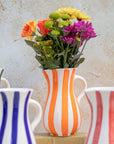 Handmade Striped Ceramic Jug -
