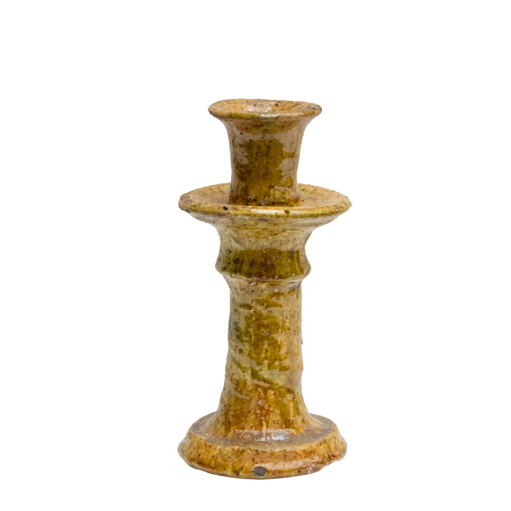 Moroccan Vintage Tamegroute Ochre Candlestick Holder