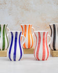 Handmade Striped Ceramic Jug 