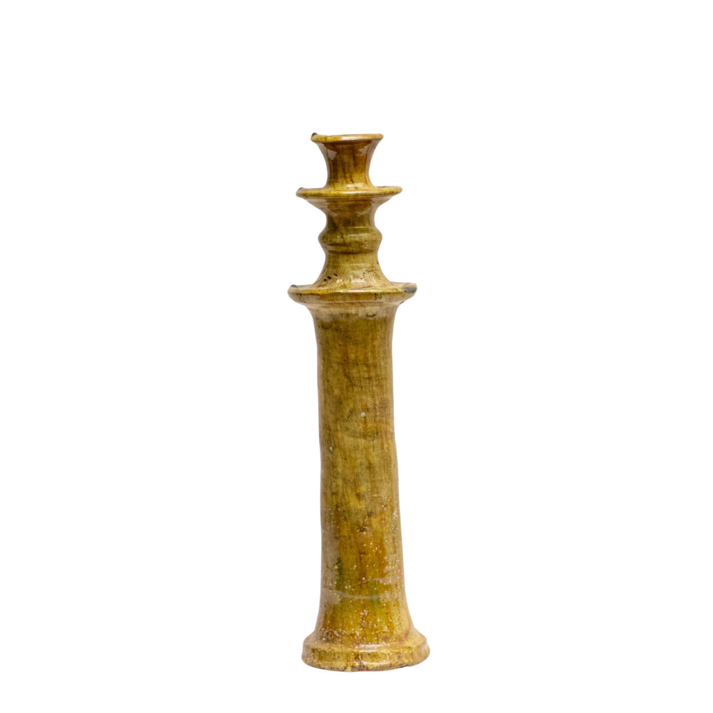 Moroccan Vintage Tamegroute Ochre Candlestick Holder