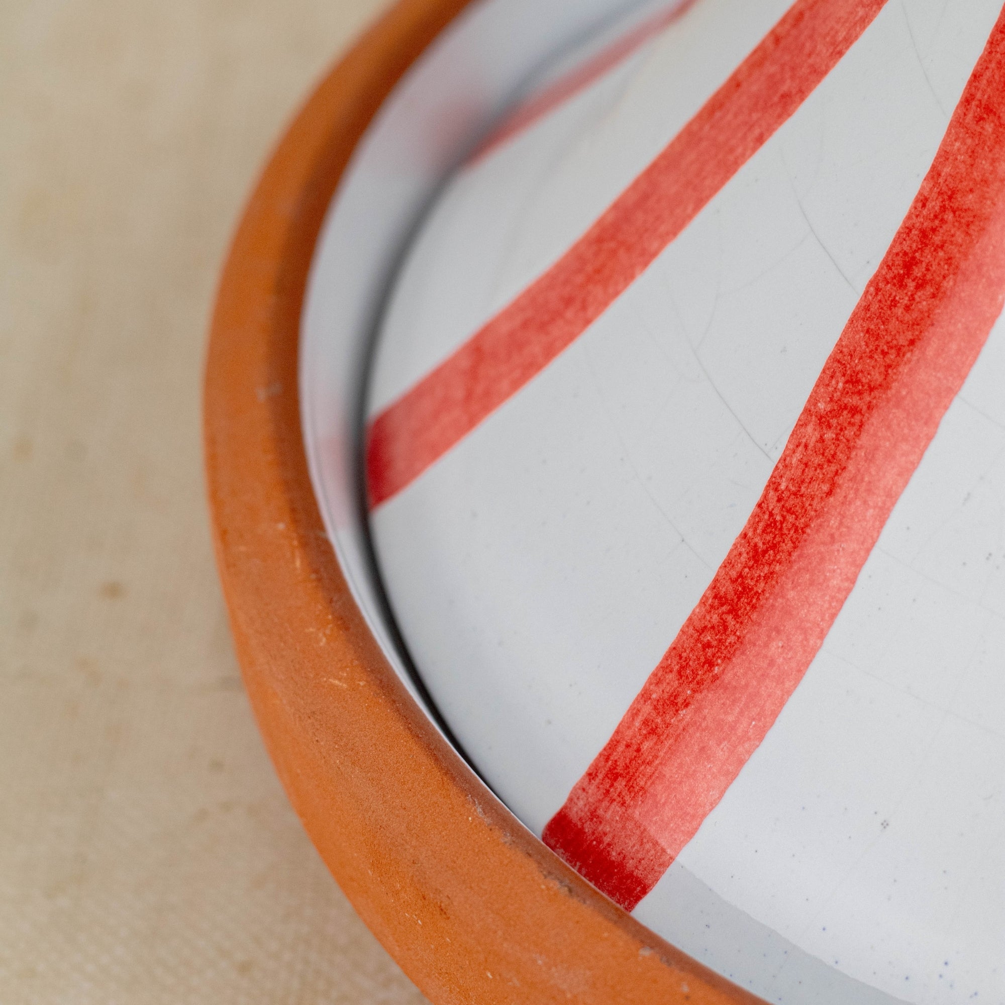 Handmade Moroccan Cooking Tagine - Red Stripes