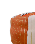 Moroccan Leather Floor Pouffe/Ottoman: Orange & Gold