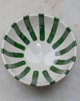 Handmade Moroccan Ceramic Bowl - Green Stripes