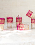 Moroccan Tea Glasses – Fuchsia Pink & Gold Set of 6