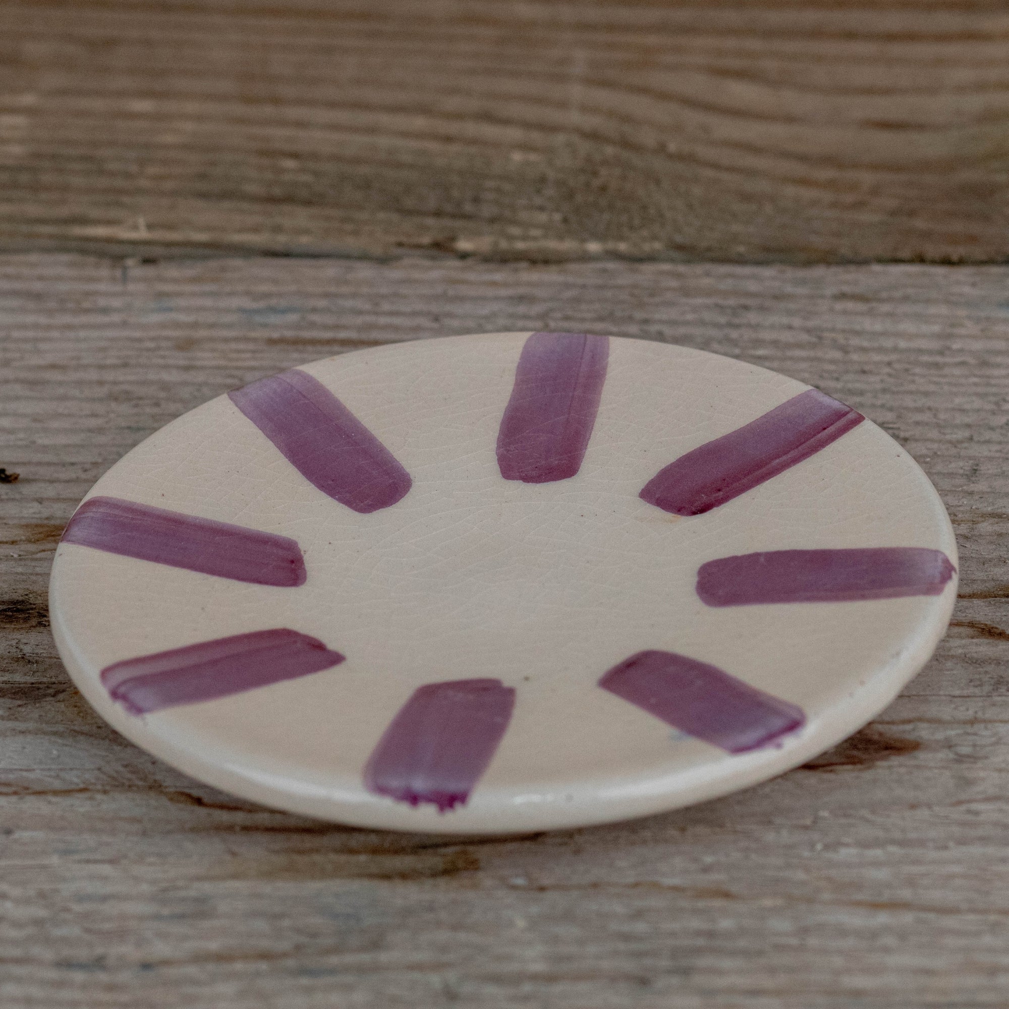 Handmade Striped Coffee Cup & Saucer - Purple