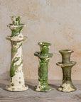 Handmade Tamegroute Splatter Candlestick - Green