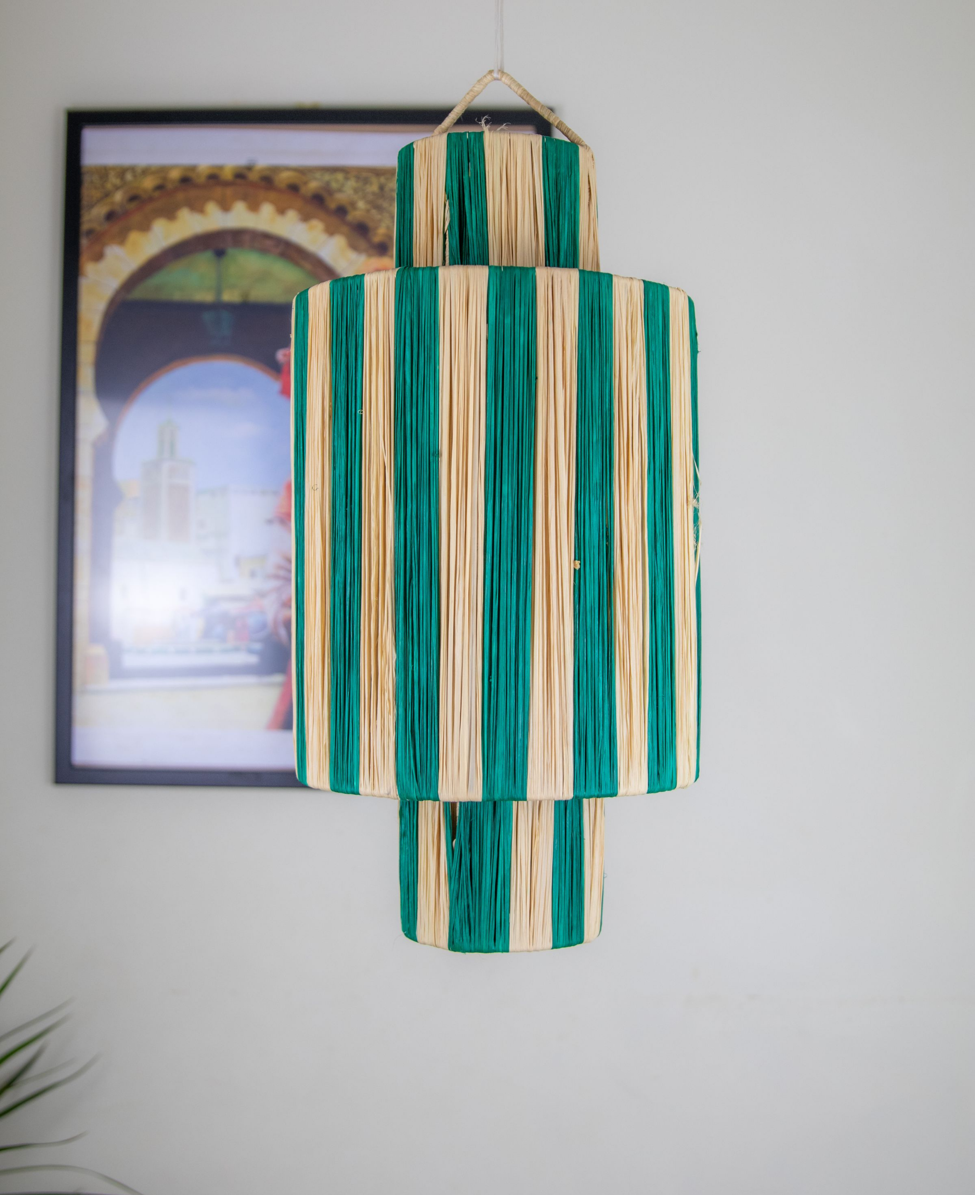 Moroccan Handmade Rattan Wicker Lampshade Pendant - Artisan Straw Shade