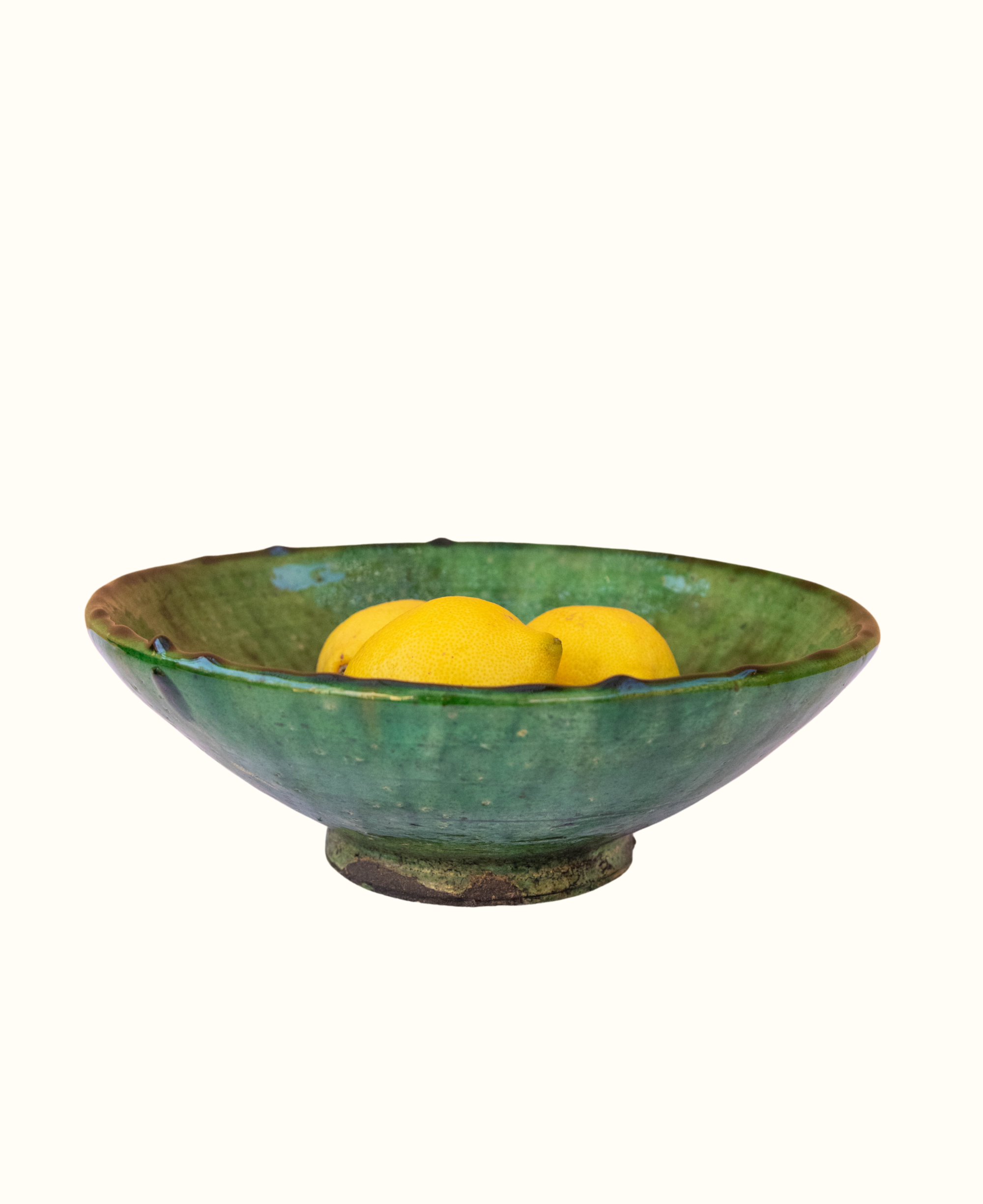Moroccan Vintage Tamegroute Green Glazed Bowl