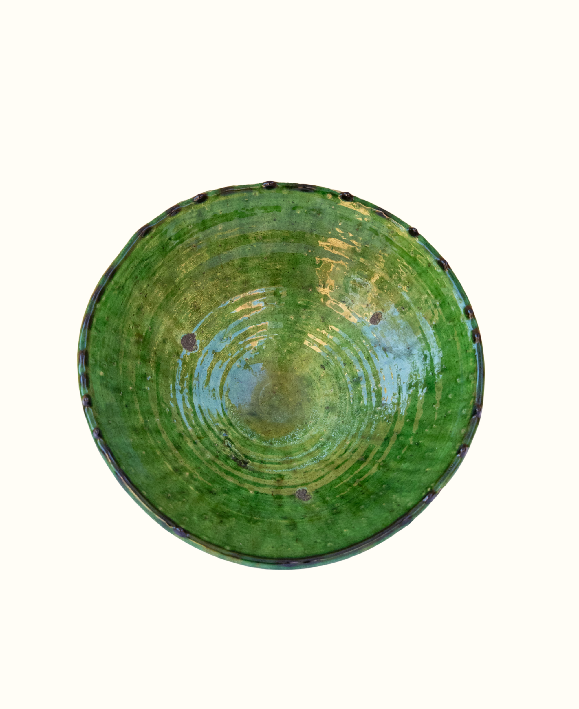 Moroccan Vintage Tamegroute Green Glazed Bowl