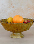 Handmade Tamegroute Pottery Pedestal Bowl - Ochre
