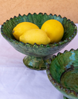 Moroccan Handmade Tamegroute Green Glazed Pedestal Fruit Bowl