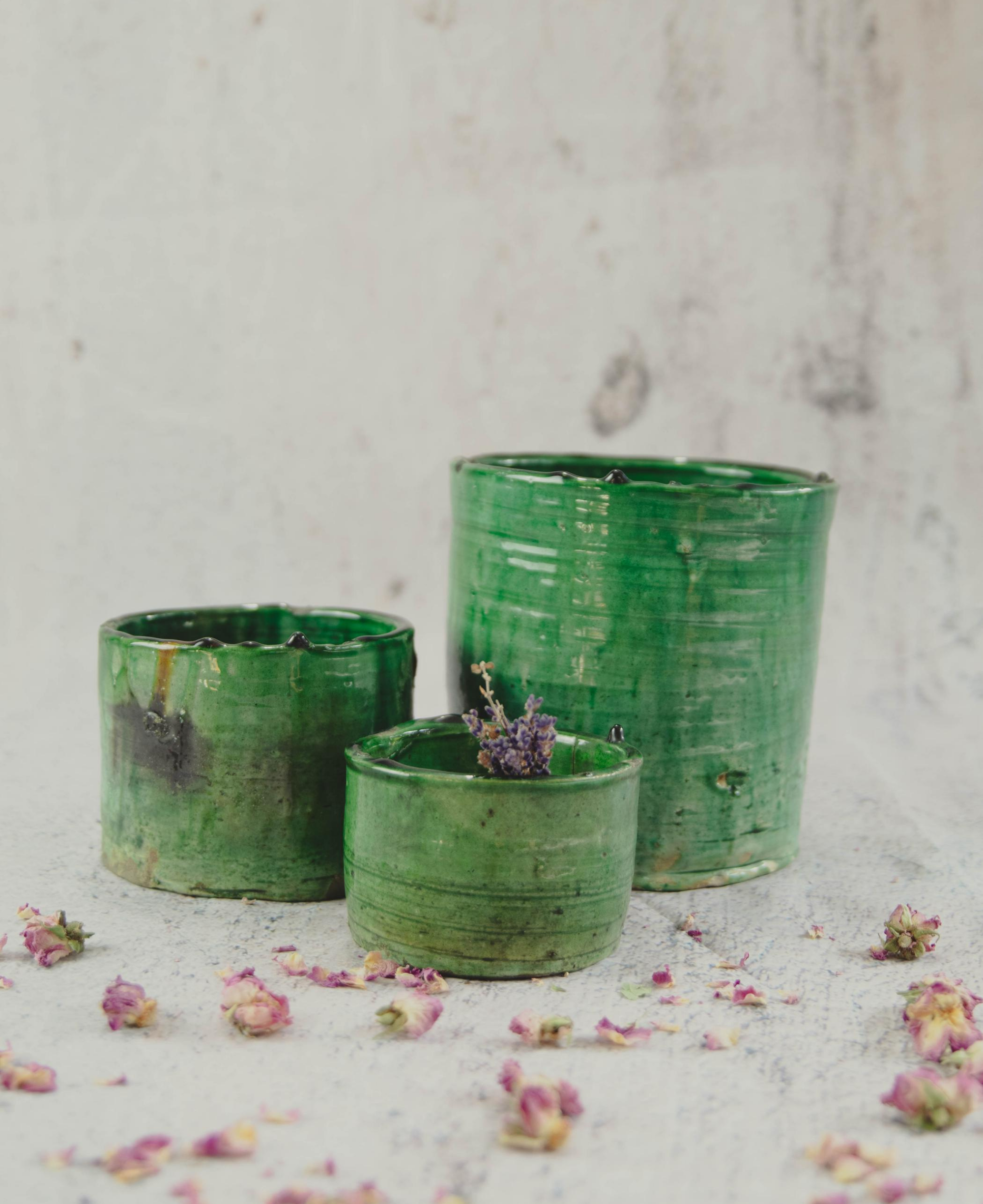 Moroccan Vintage Tamegroute Planter/Pot - Handmade Ceramic Glazed Pottery- Decorative Pot - Plant Pot 