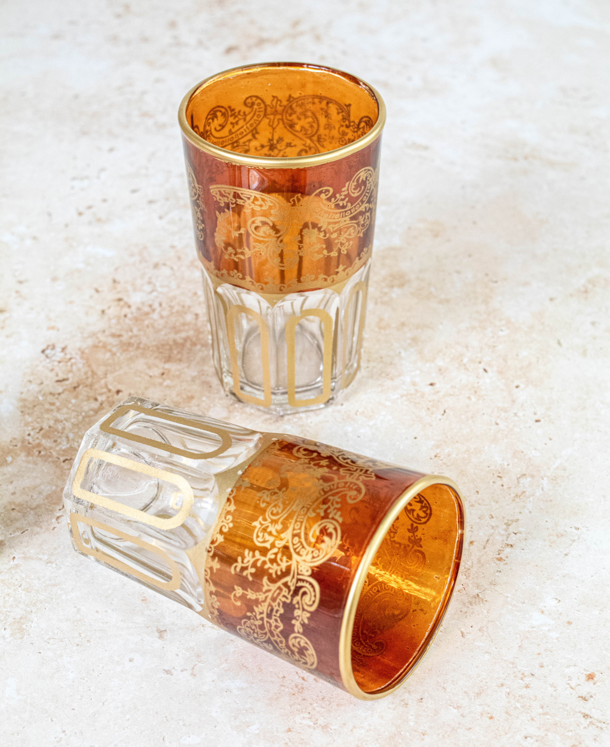 Set of 6 Handcrafted Brown Moroccan Tea Glasses