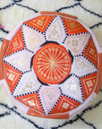 Moroccan Leather Floor Pouffe/Ottoman: Orange & Gold