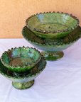 Moroccan Vintage Green Glazed Pedestal Fruit Bowl