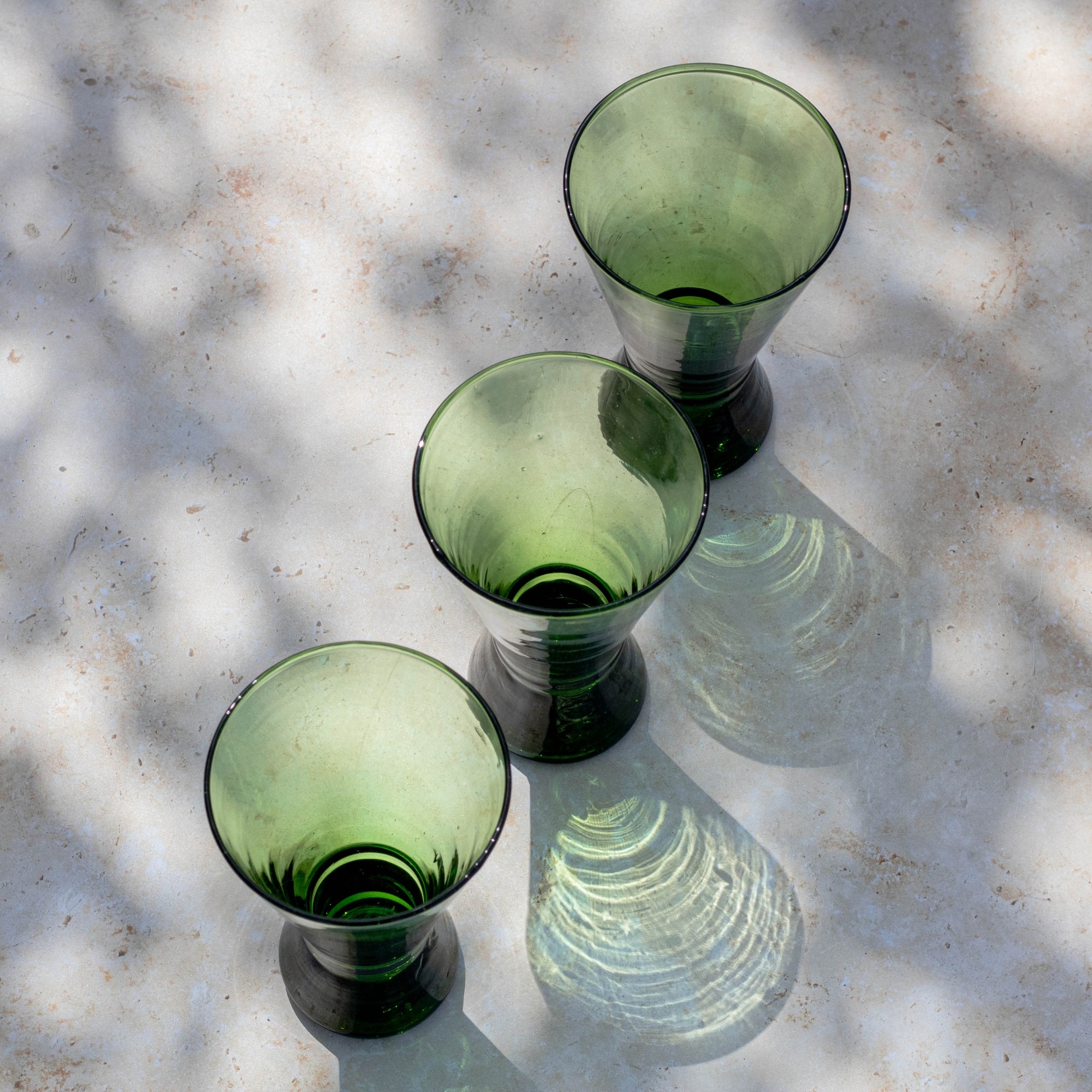 Green Handblown Beldi Glass | Moroccan Mouth-Blown
