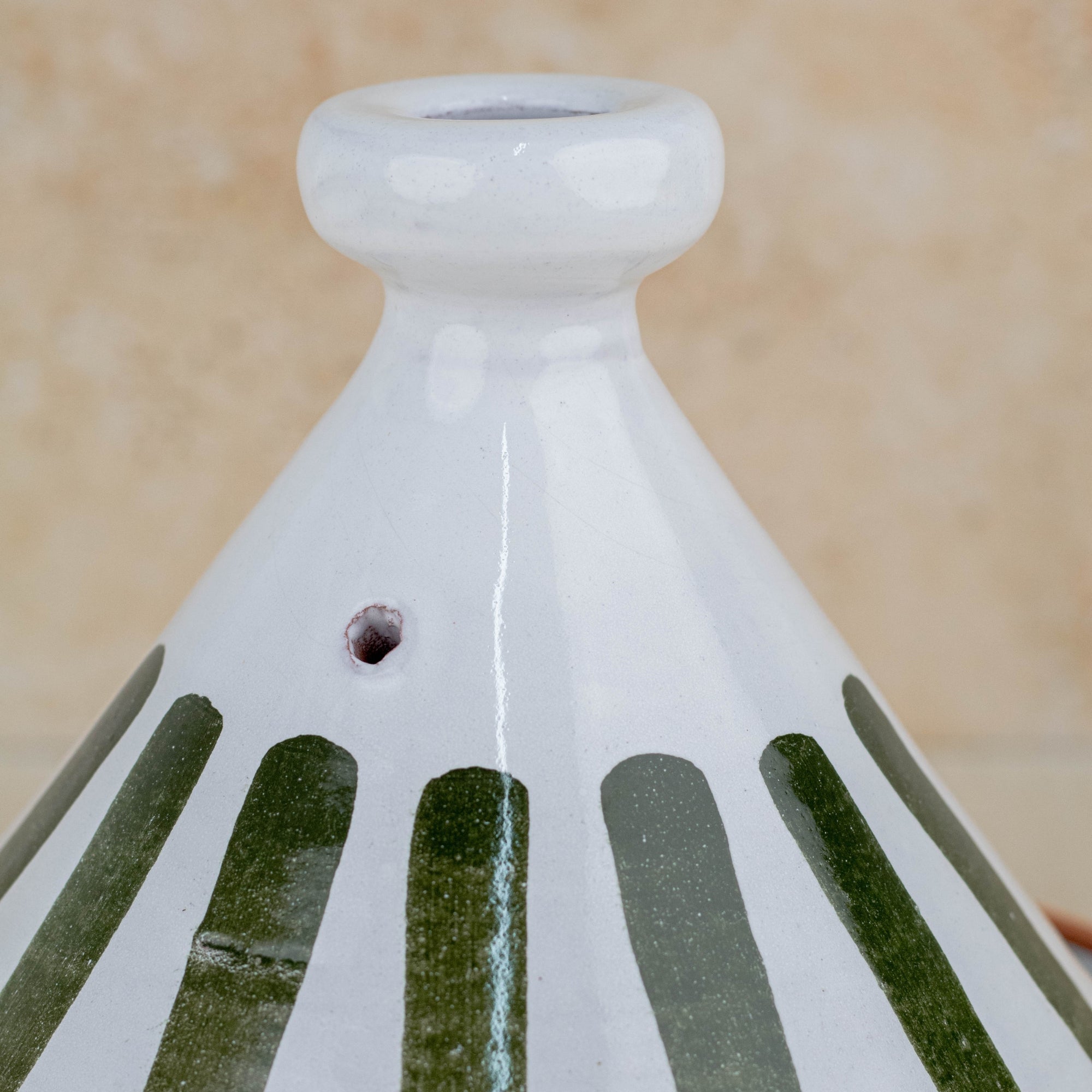 Handmade Moroccan Cooking Tagine - Green Stripes Tajine