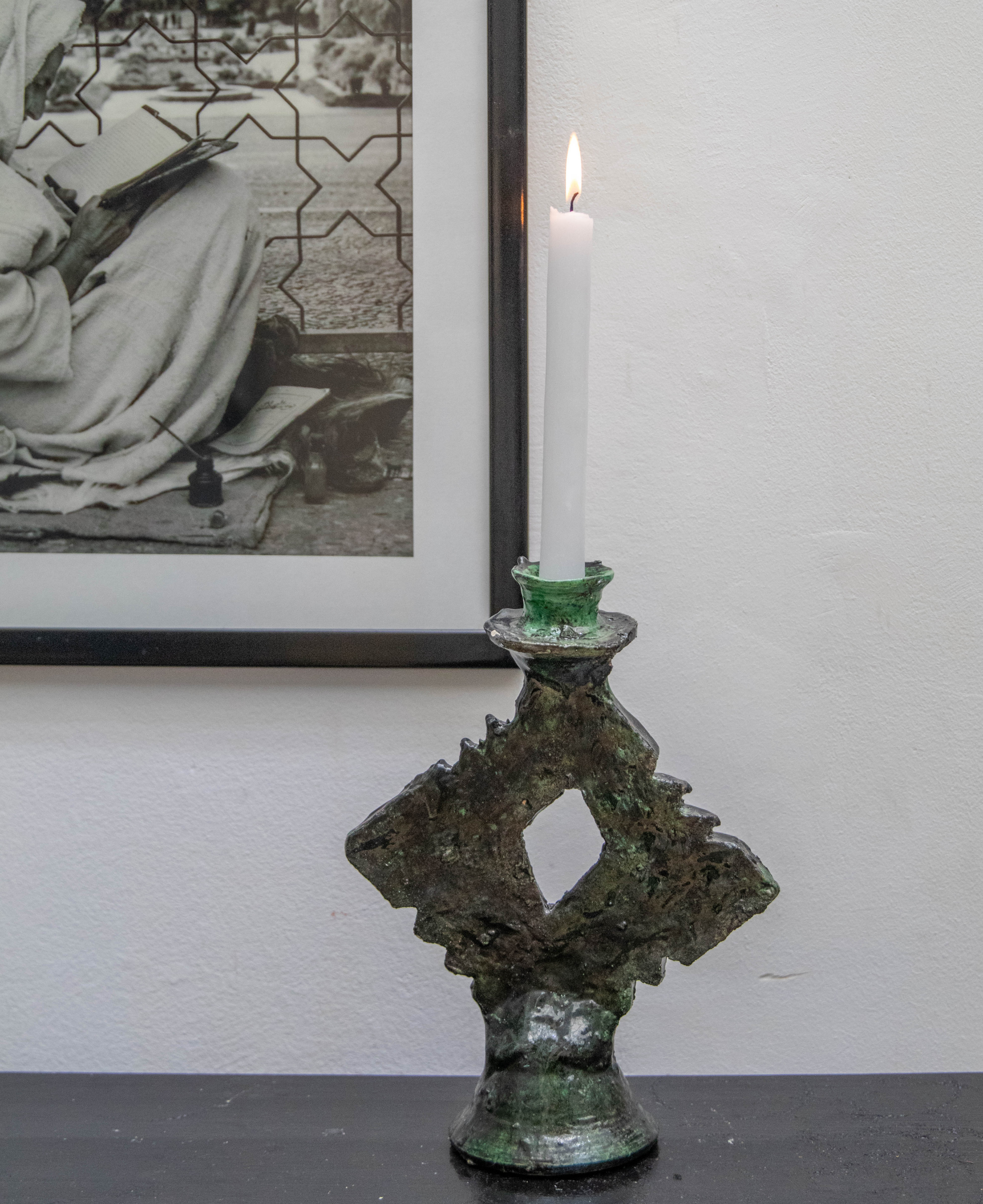 Handmade Tamegroute Candlestick Holder