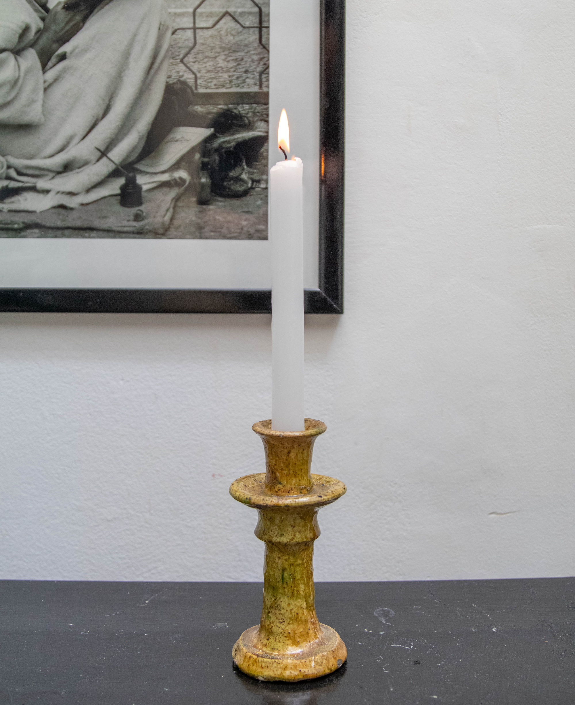 Moroccan Tamegroute Ochre Candlestick Holder
