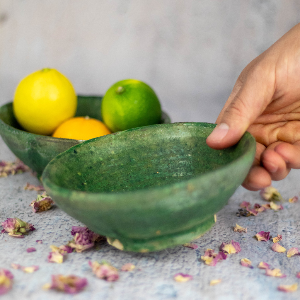 Moroccan Handmade Tamegroute Green Glazed Bowl