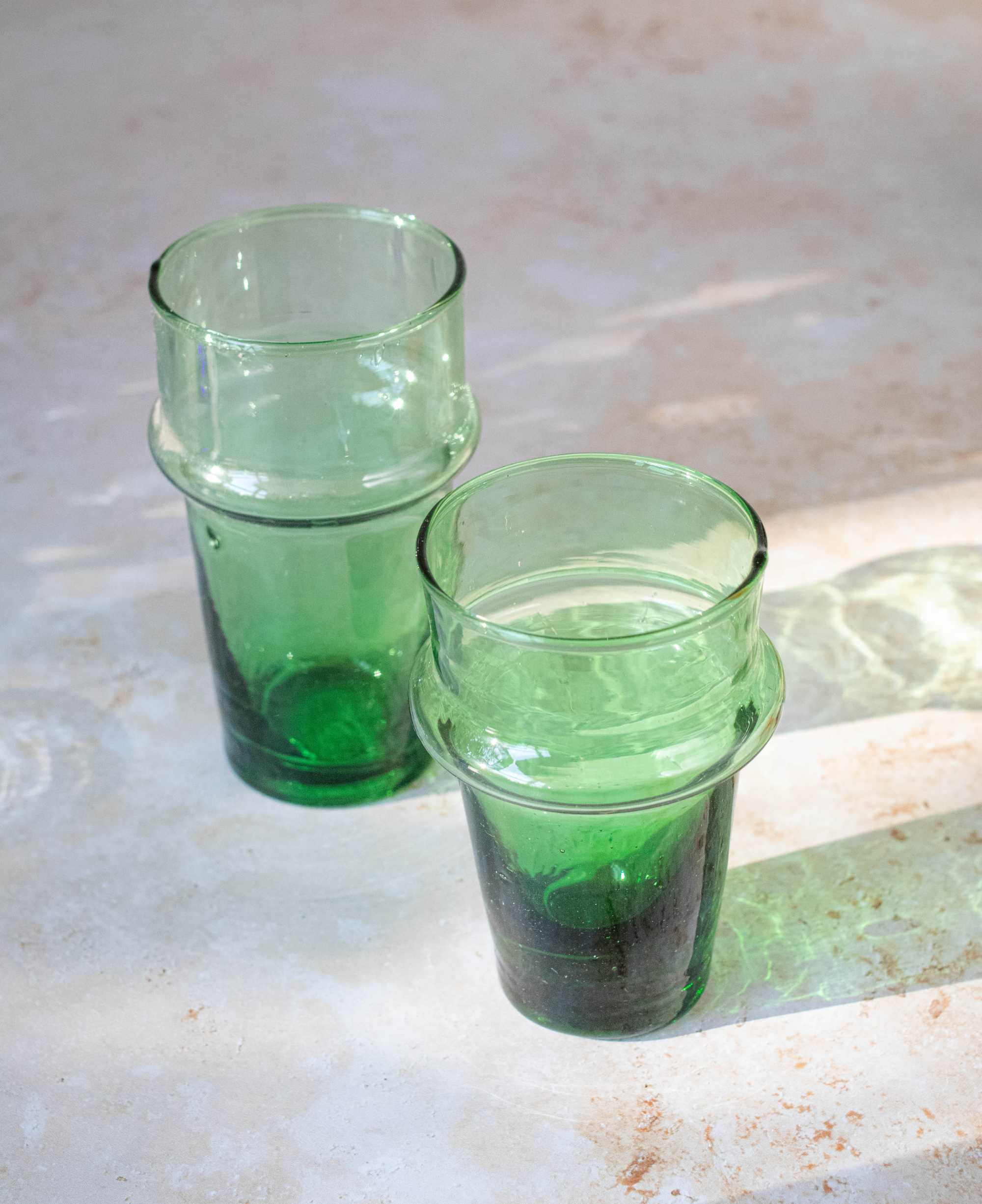 Recycled Moroccan Green Tumbler Glass, Set of 6