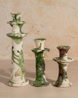 Handmade Tamegroute Splatter Candlestick - Green