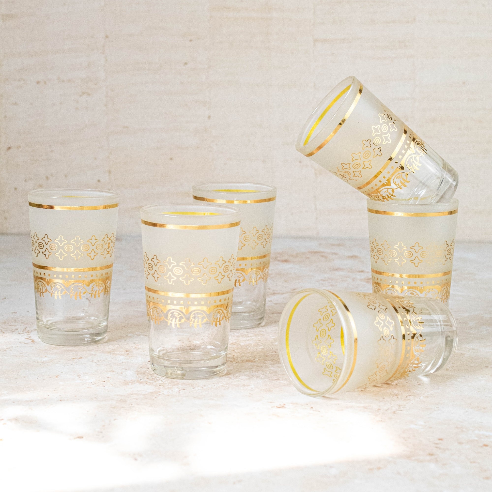 Moroccan Tea Glasses — Frosted Gold Set of 6