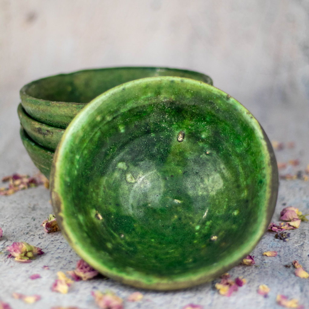 Moroccan Handmade Tamegroute Green Glazed Bowl