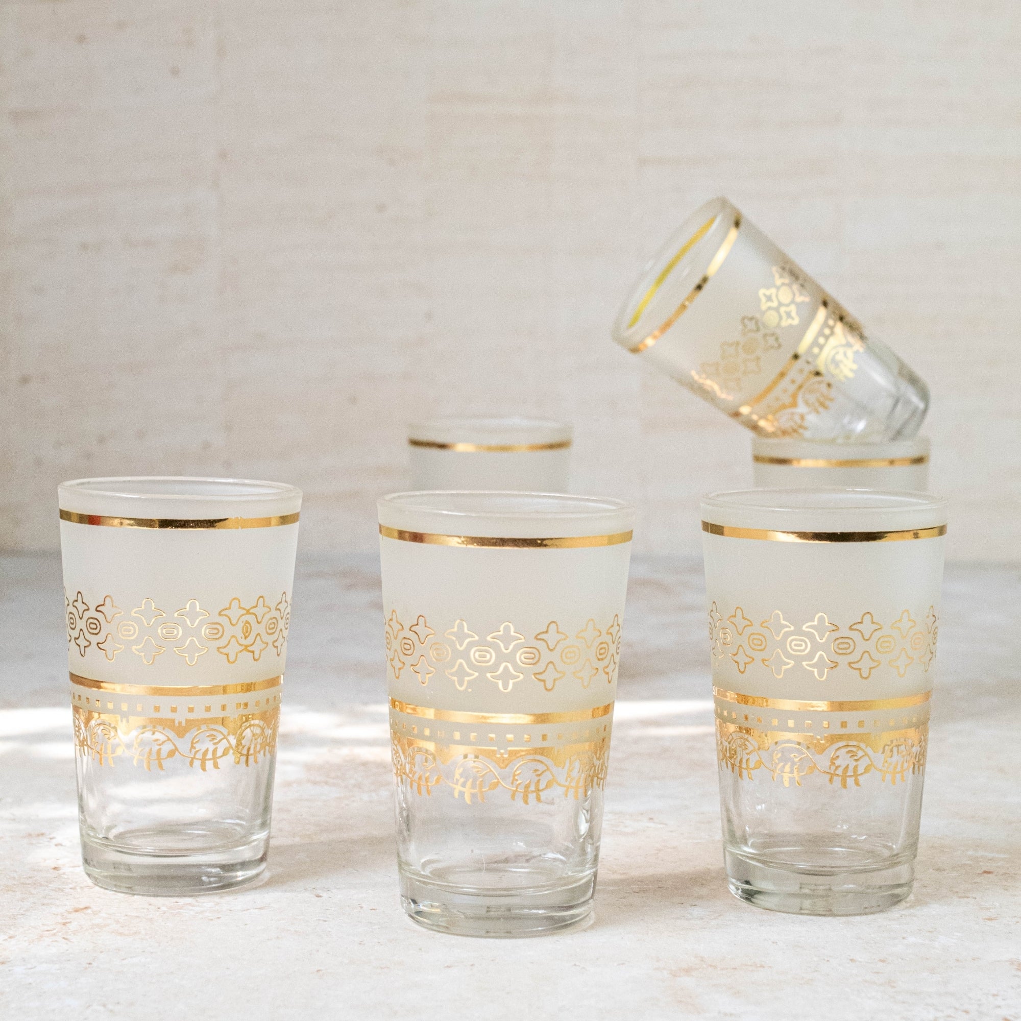 Moroccan Tea Glasses — Frosted Gold Set of 6