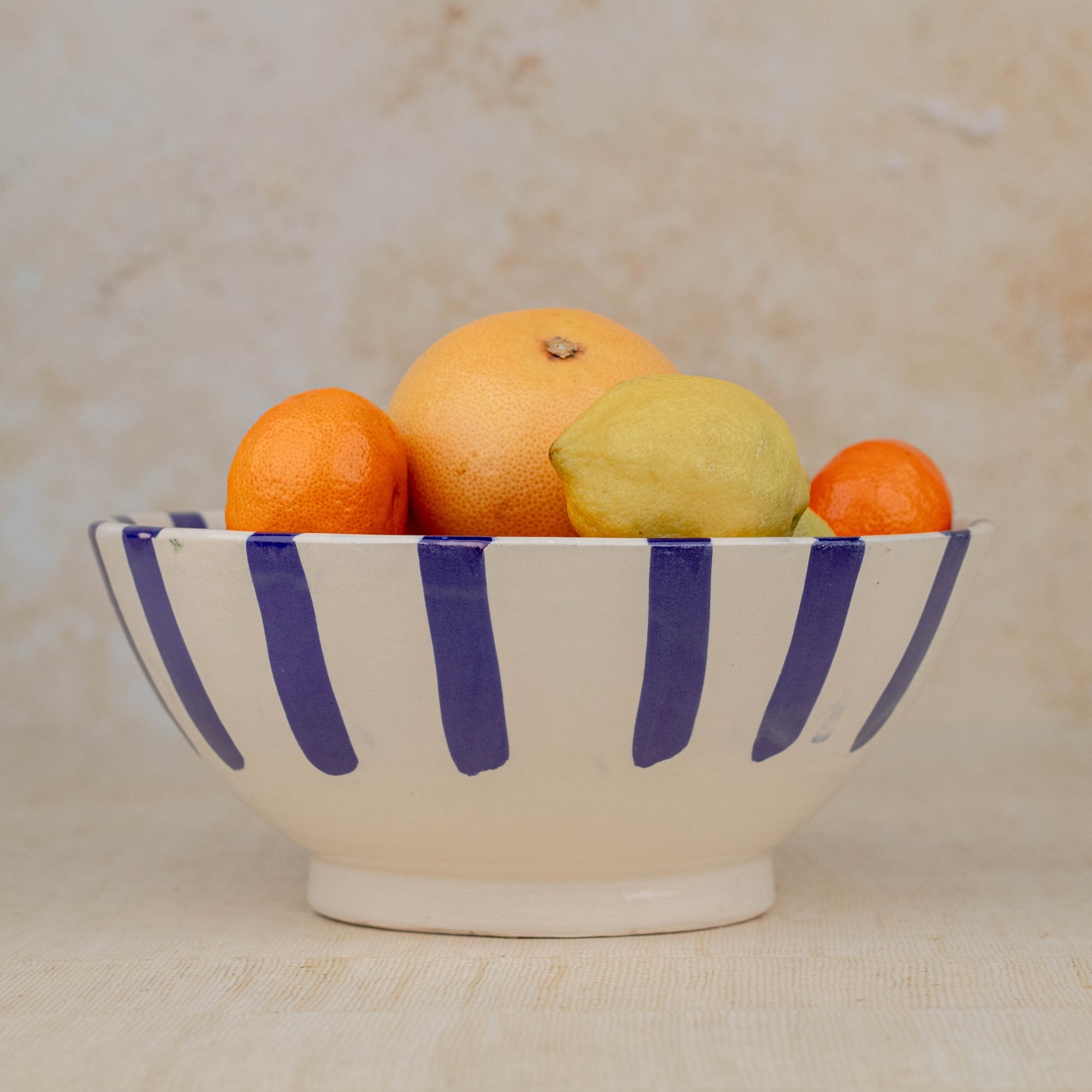 Handmade Moroccan Ceramic Bowl - Blue Stripes