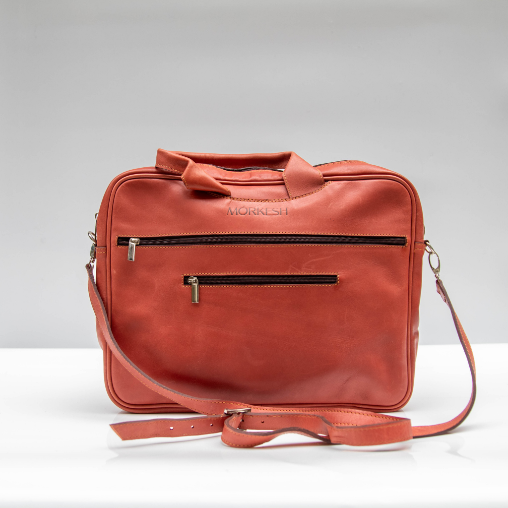 Handmade Full Grain Leather Laptop Bag in Tan