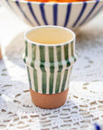 Handmade Striped Ceramic Tumbler - Green
