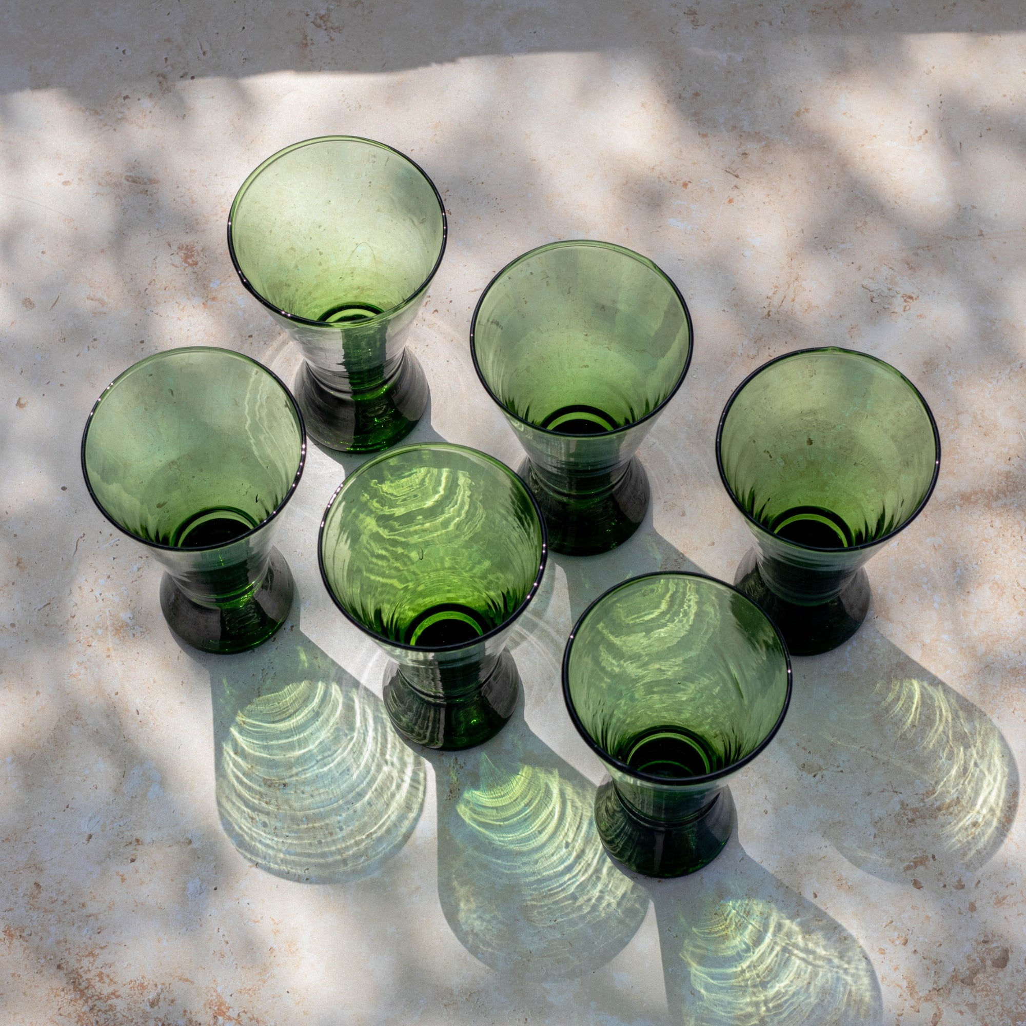 Green Handblown Beldi Glass | Moroccan Mouth-Blown
