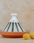 Handmade Moroccan Cooking Tagine - Green Stripes Tajine