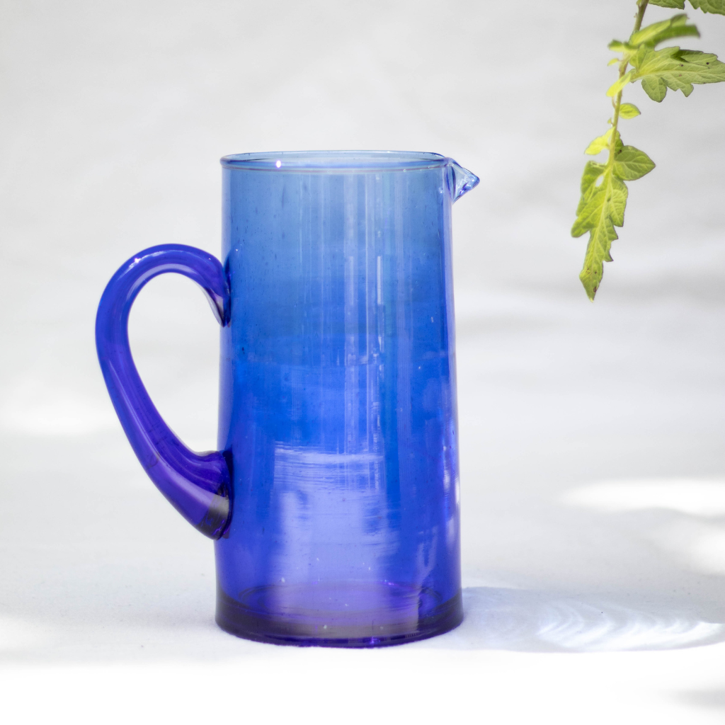 Hand Blown Moroccan Glass Beldi Pitcher Hand Blown Moroccan Glass Beldi Pitcher