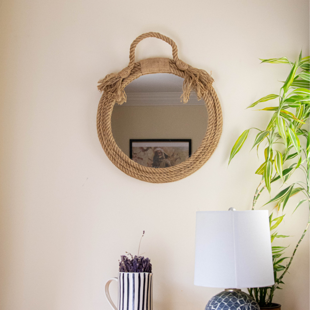 Decorative Hanging Mirror Rope Bathroom