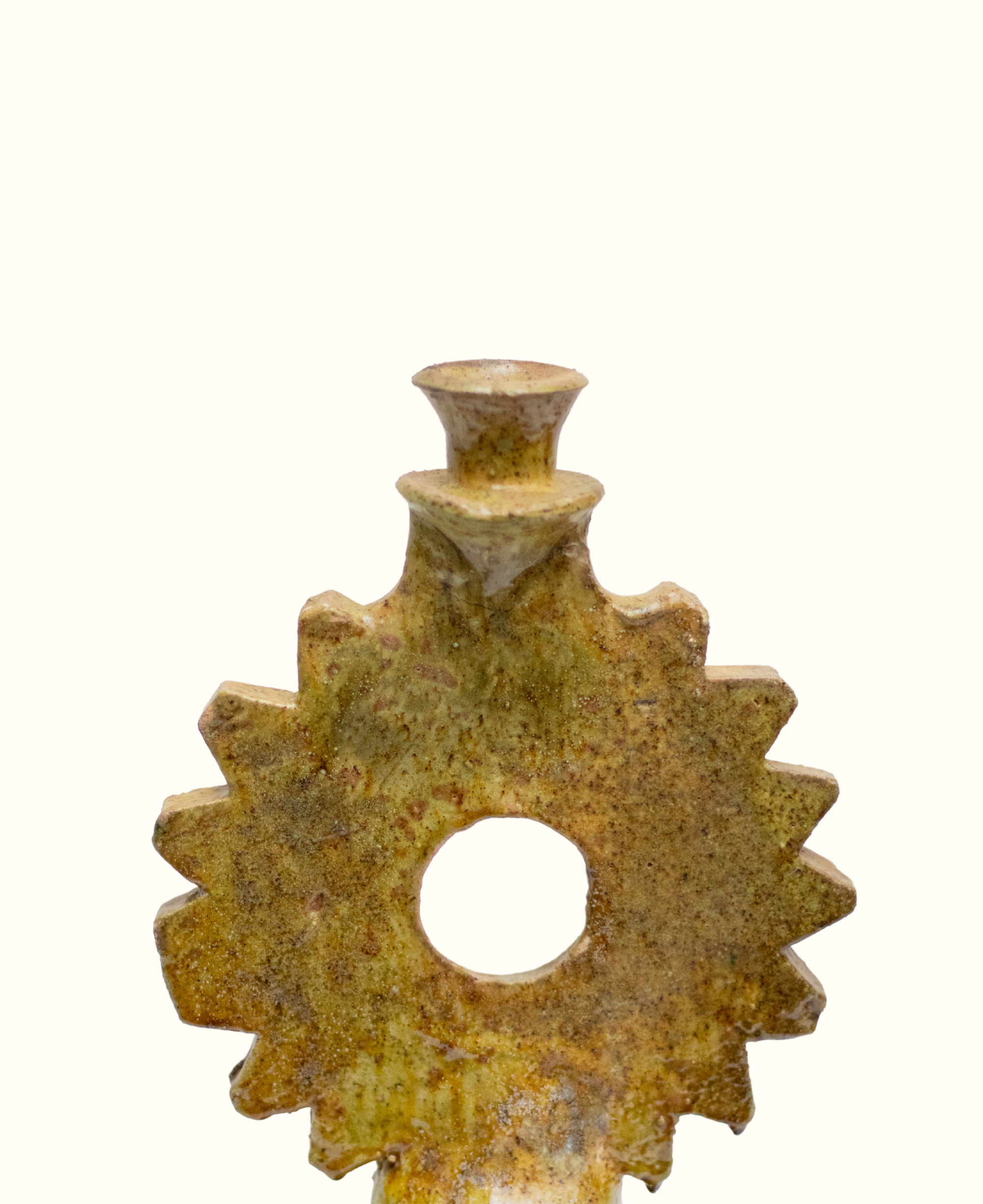  Vintage Tamegroute Ochre Candle Holder